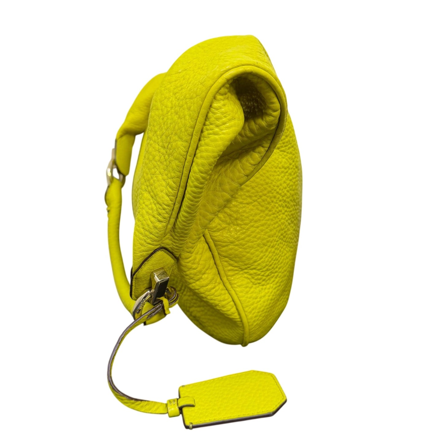 Diane Von Furstenberg Lime Leather Shoulder Bag With Zip Closure