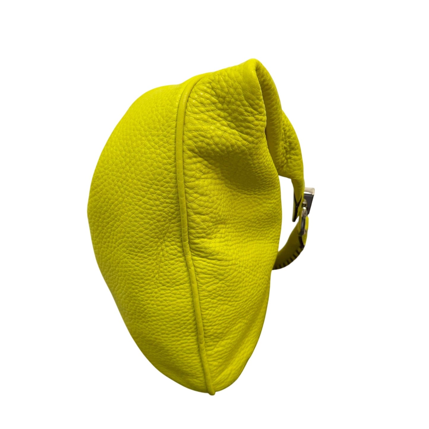 Diane Von Furstenberg Lime Leather Shoulder Bag With Zip Closure