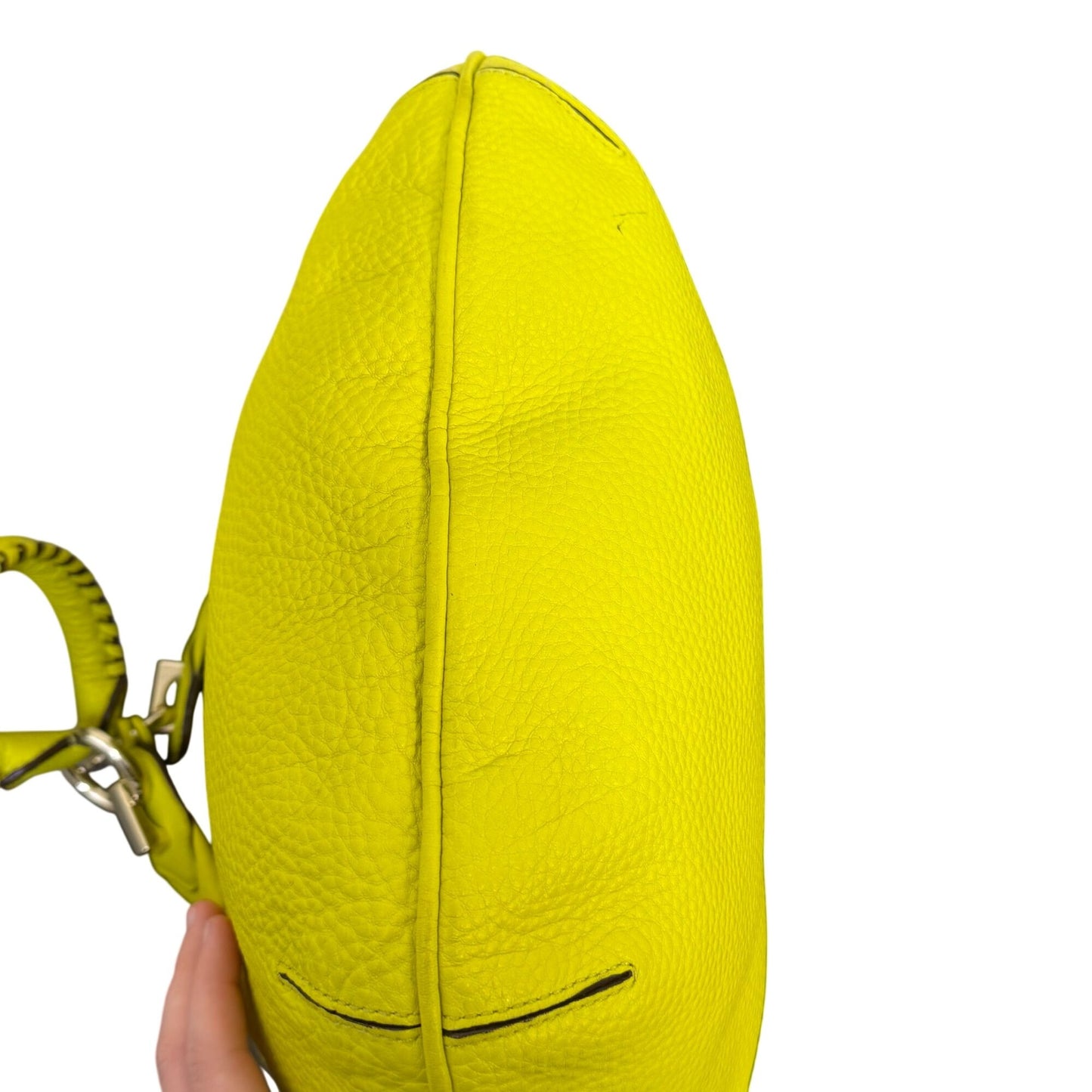 Diane Von Furstenberg Lime Leather Shoulder Bag With Zip Closure