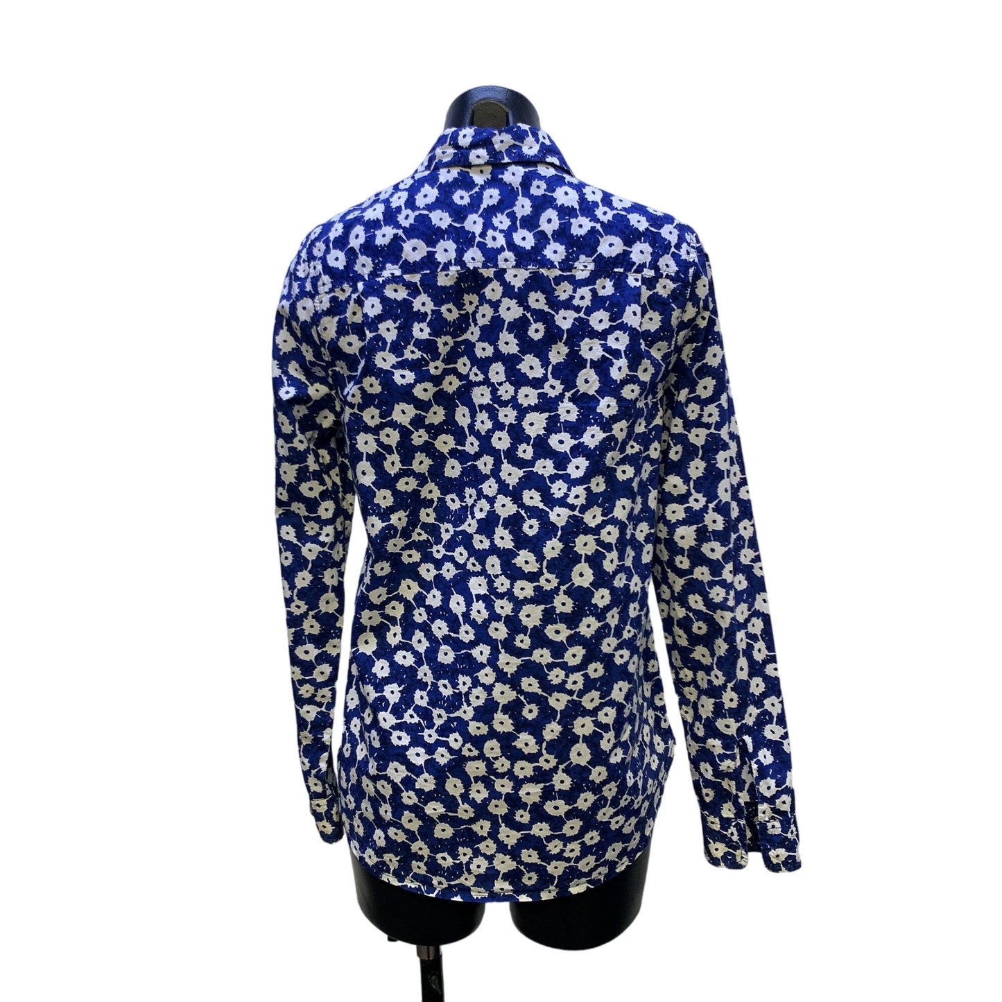 Kate Spade Saturday Blue White Floral Button-Up Shirt Blouse M