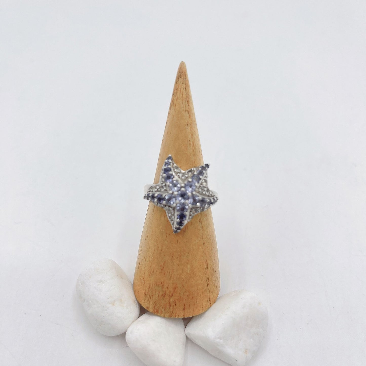 Crystal 925 Silver Star Ring size 8.5