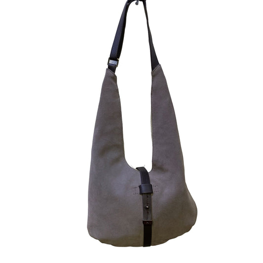 Halston Heritage Cream & Gray Leather Shoulder Handbag Size Medium
