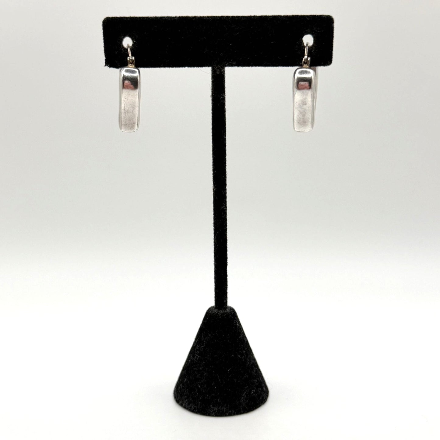 Silver Heart Hoop Earrings  With Latch Back Closure