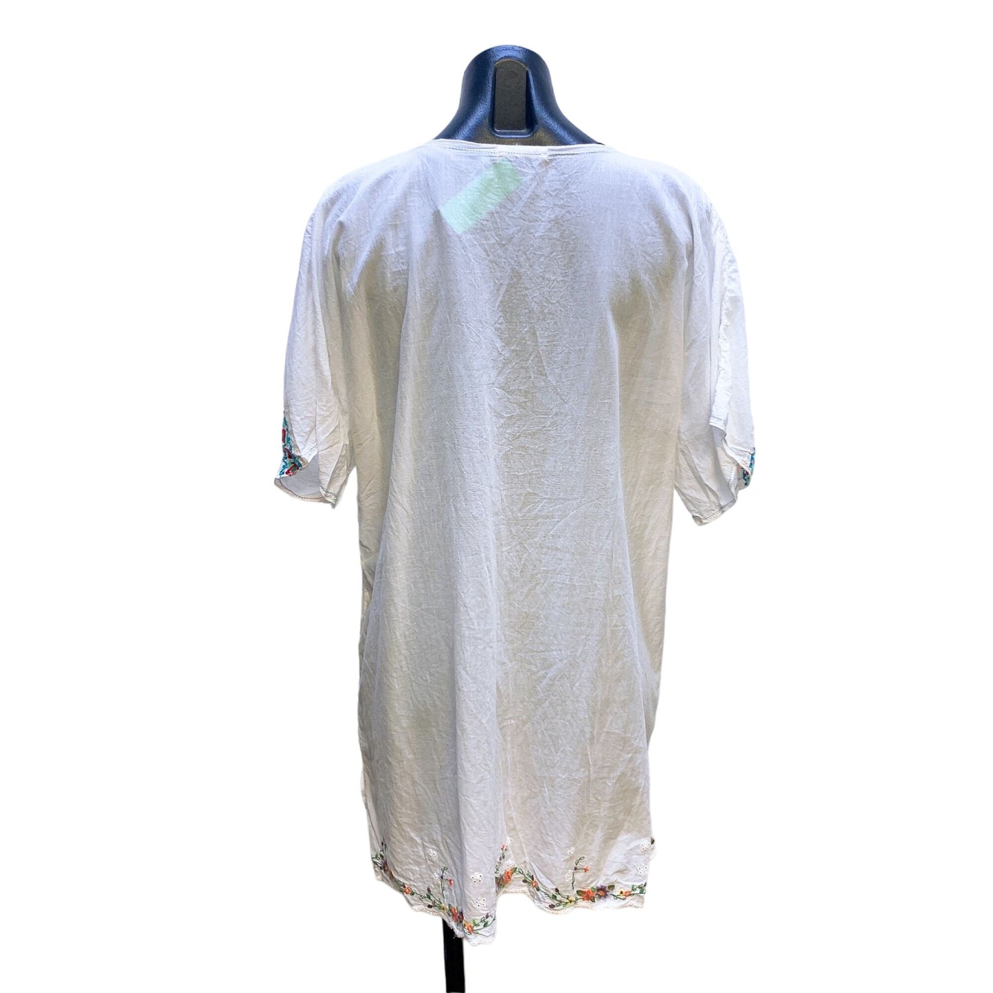 Johnny Was White Embroidered Boho Tunic Top - Size L