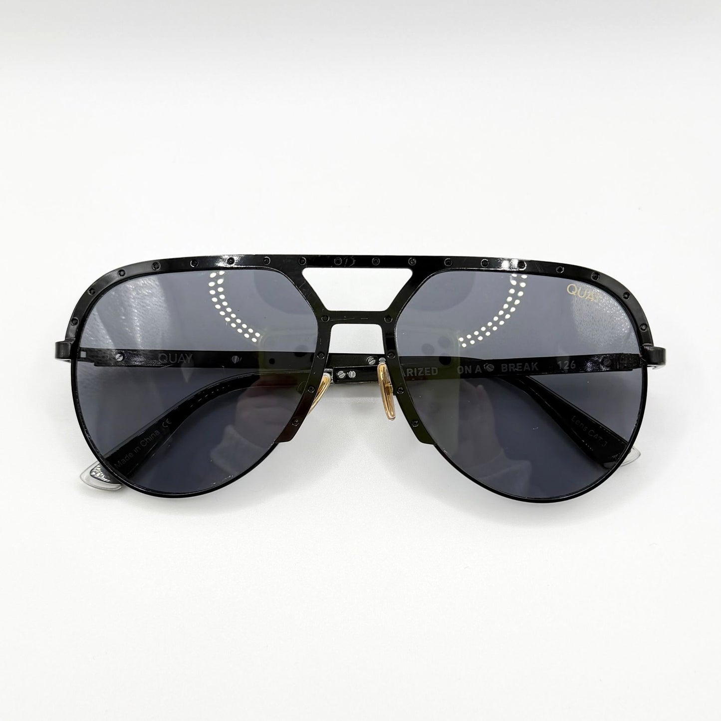 QUAY On A Break Black Polarized Sunglasses With Case