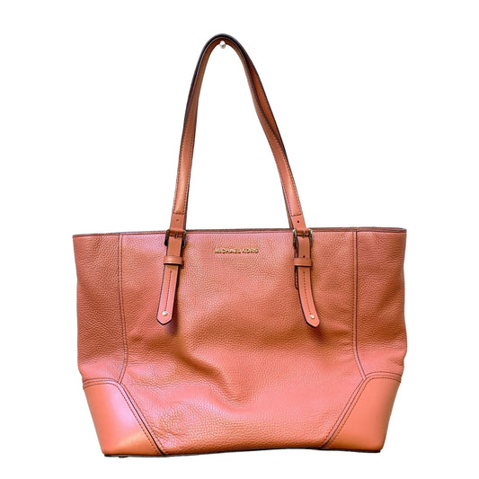 Michael Kors Large Coral Leather Tote Bag With Gold Hardware & Multiple Pockets