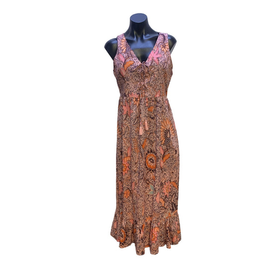 NWT Madewell Pink, Orange & Purple Print Sleeveless Maxi Dress Size 4