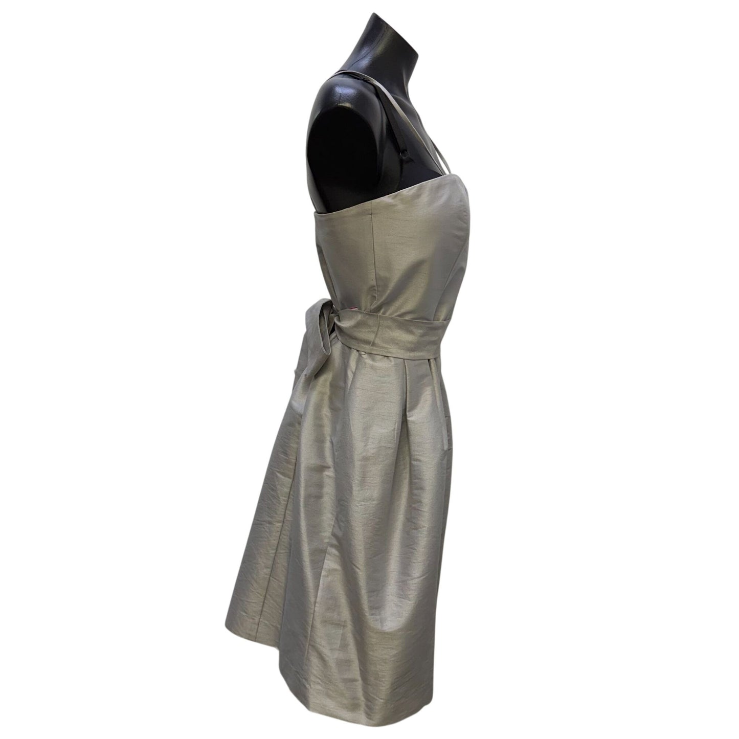 JS Boutique Gray Belted Sheath Dress With Back Tie Bow Size 12