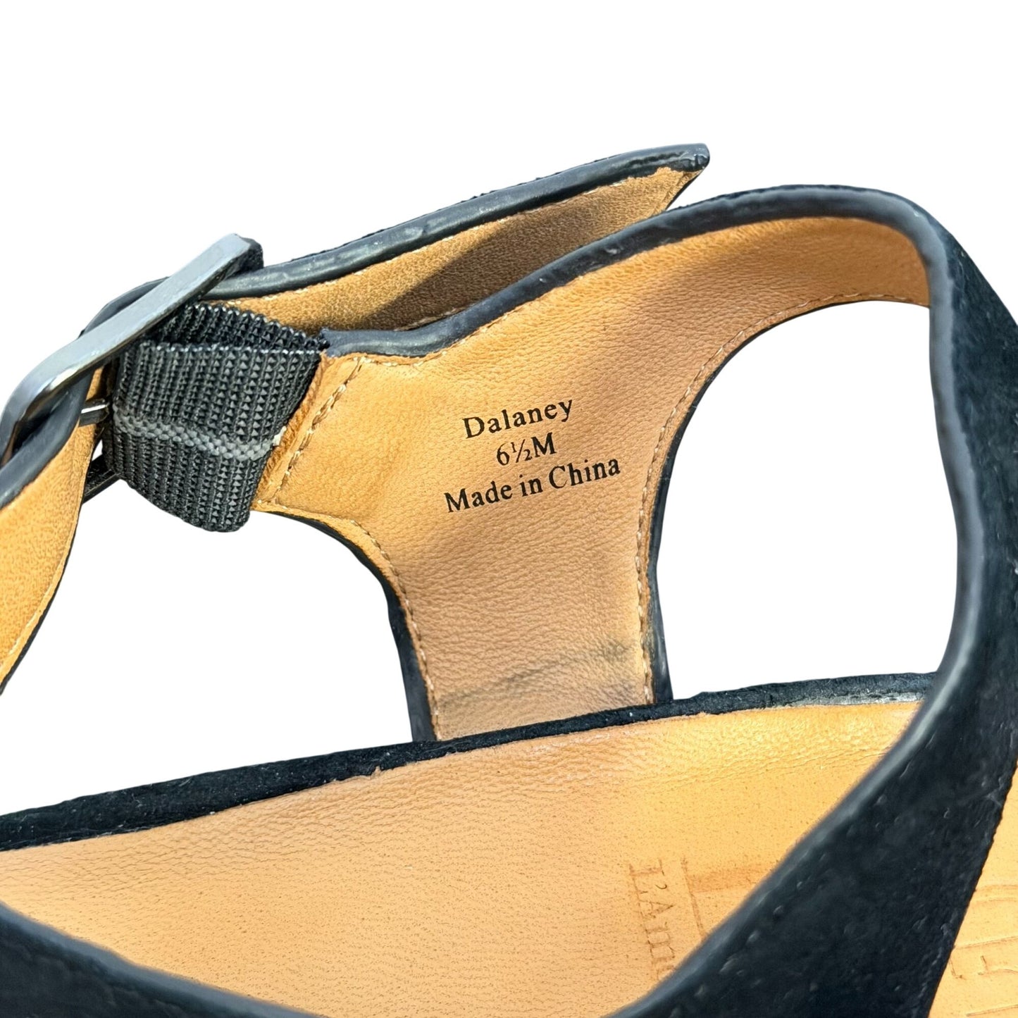 New L'Amour Des Pieds Platform Sandals Black Suede Adjustable Strap 6.5