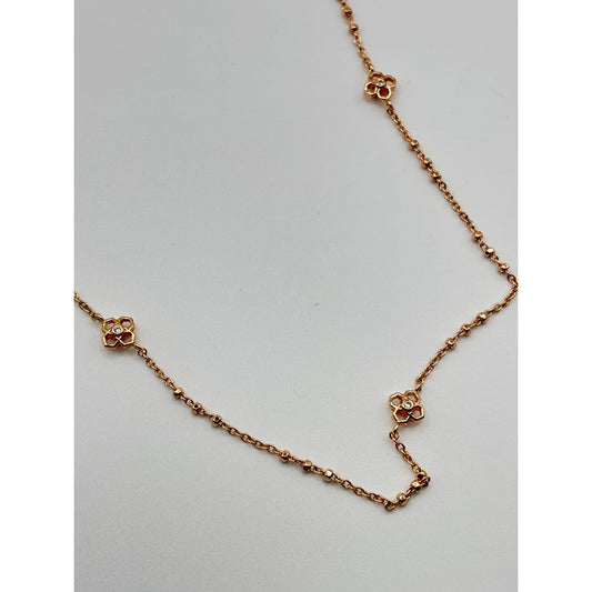 Kendra Scott Pink Gold Necklace With Delicate Flower Accents