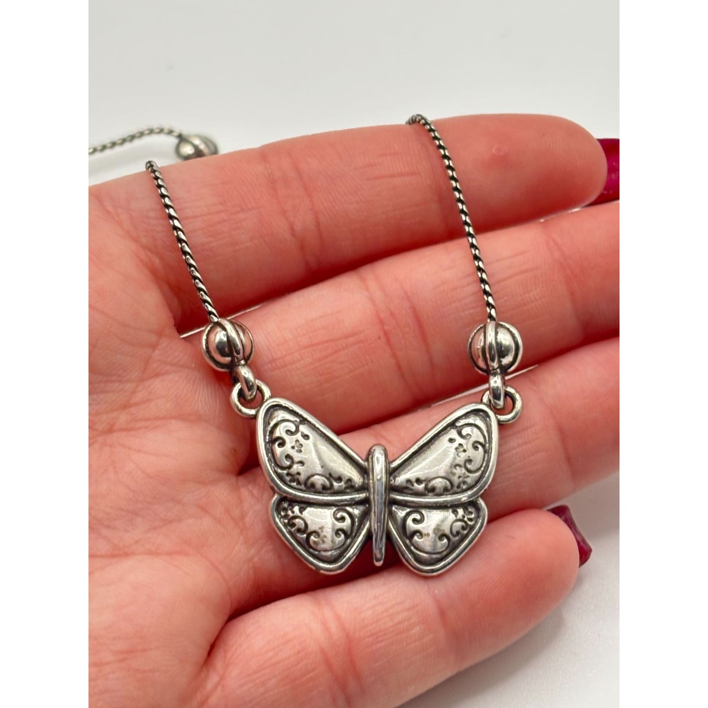Brighton Retired Mariposa Butterfly Necklace Silver-Tone