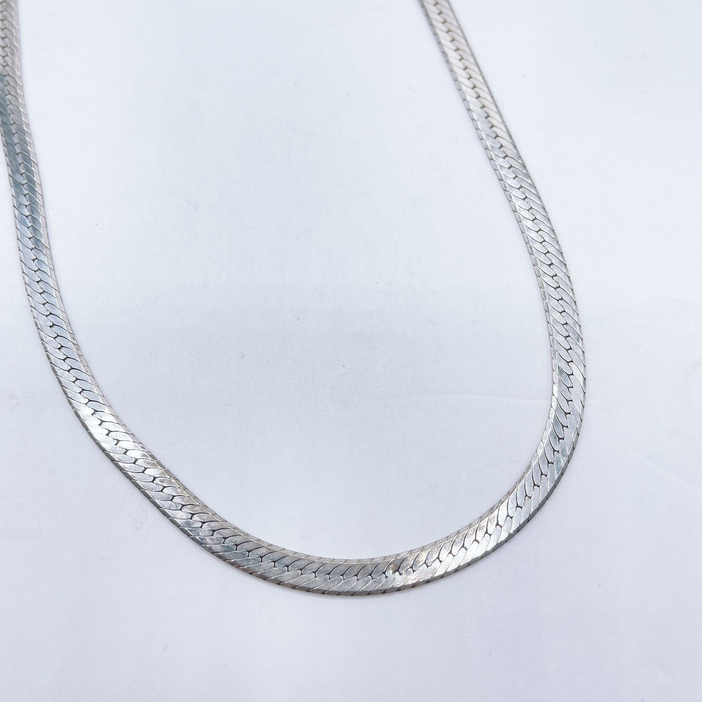 Sterling Silver Herringbone Chain Necklace 925 Italy 18"