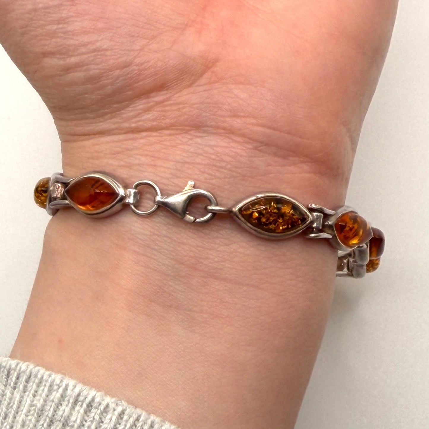 925 Sterling Silver Baltic Amber Bracelet