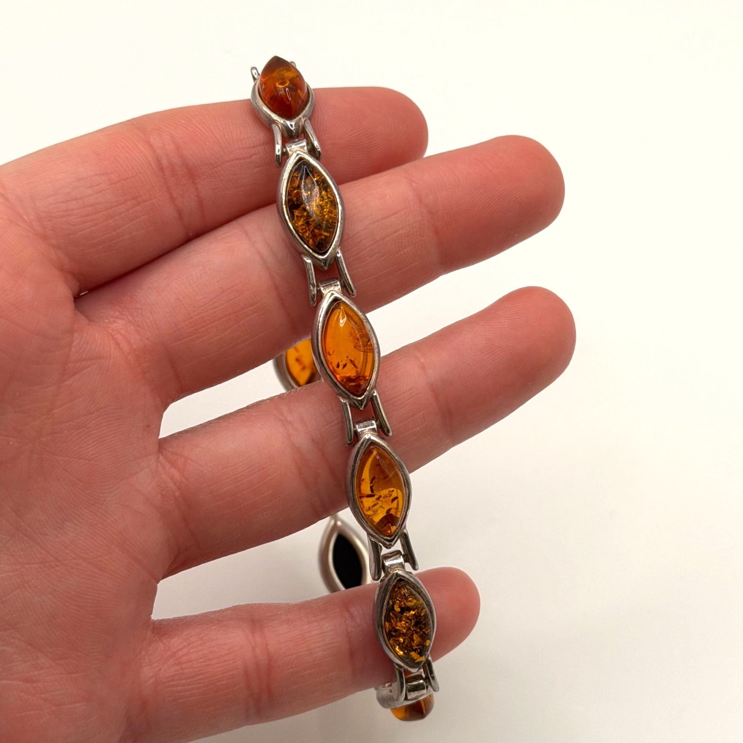 925 Sterling Silver Baltic Amber Bracelet