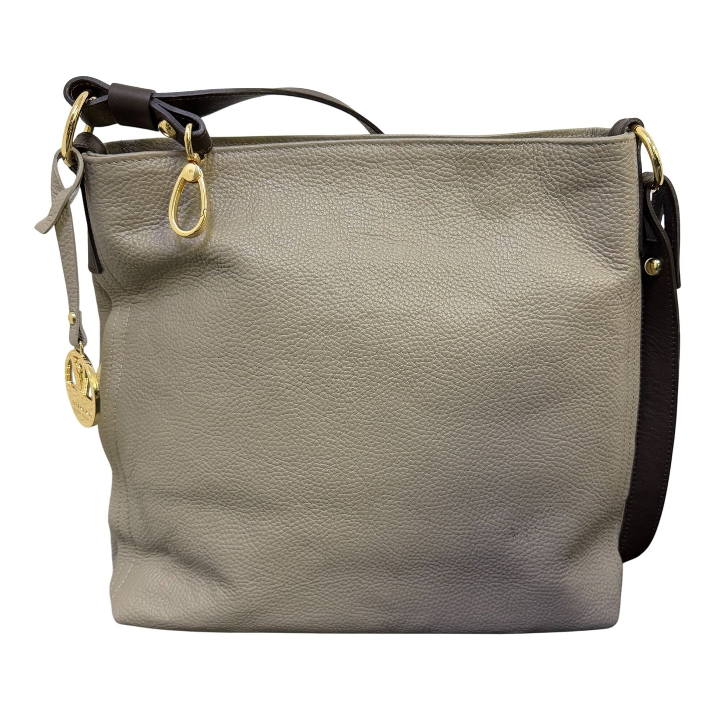 Valentina Gray New Leather Shoulder Bag Gold Hardware Made In Italy