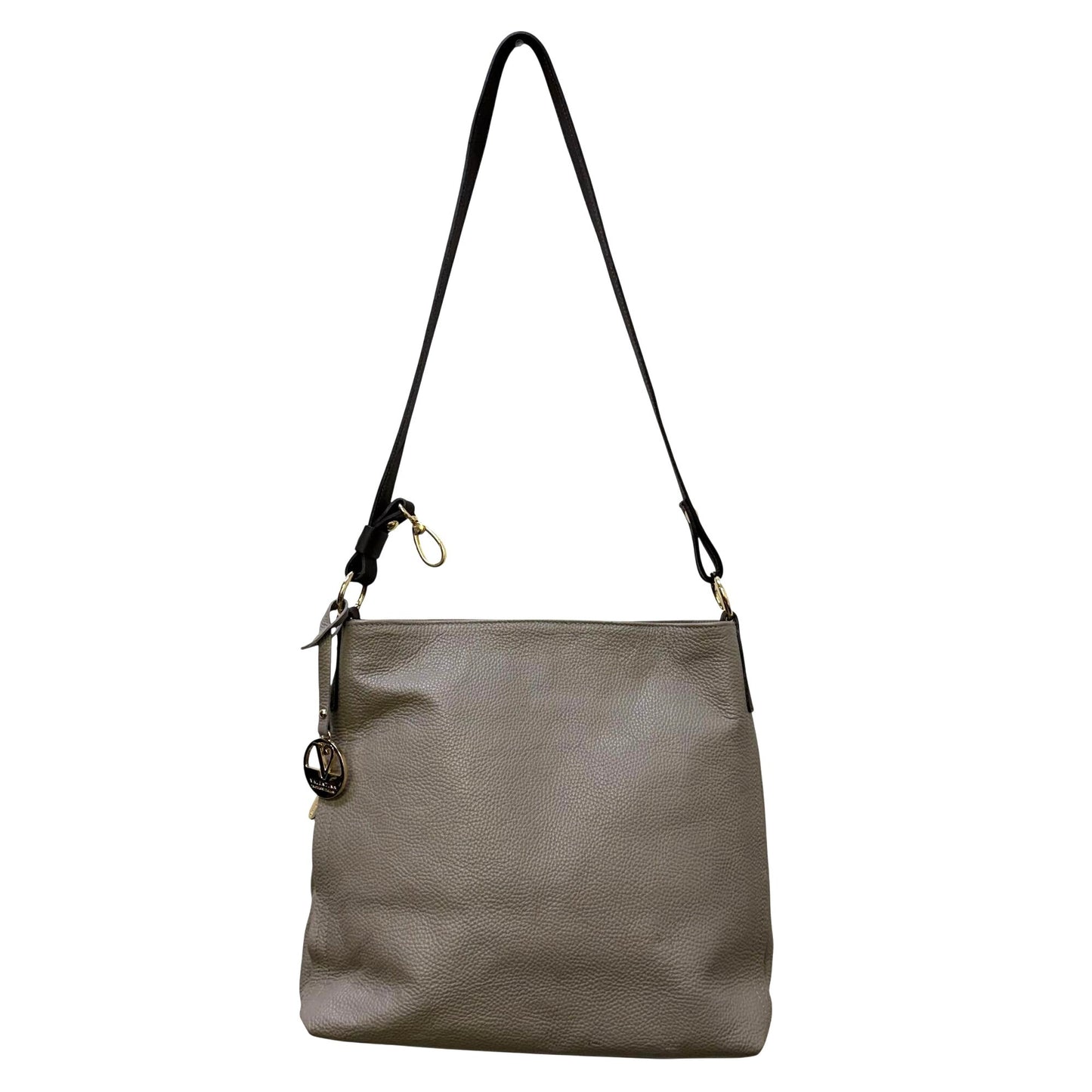 Valentina Gray New Leather Shoulder Bag Gold Hardware Made In Italy