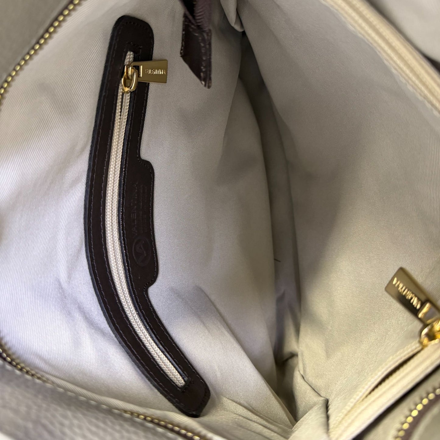 Valentina Gray New Leather Shoulder Bag Gold Hardware Made In Italy