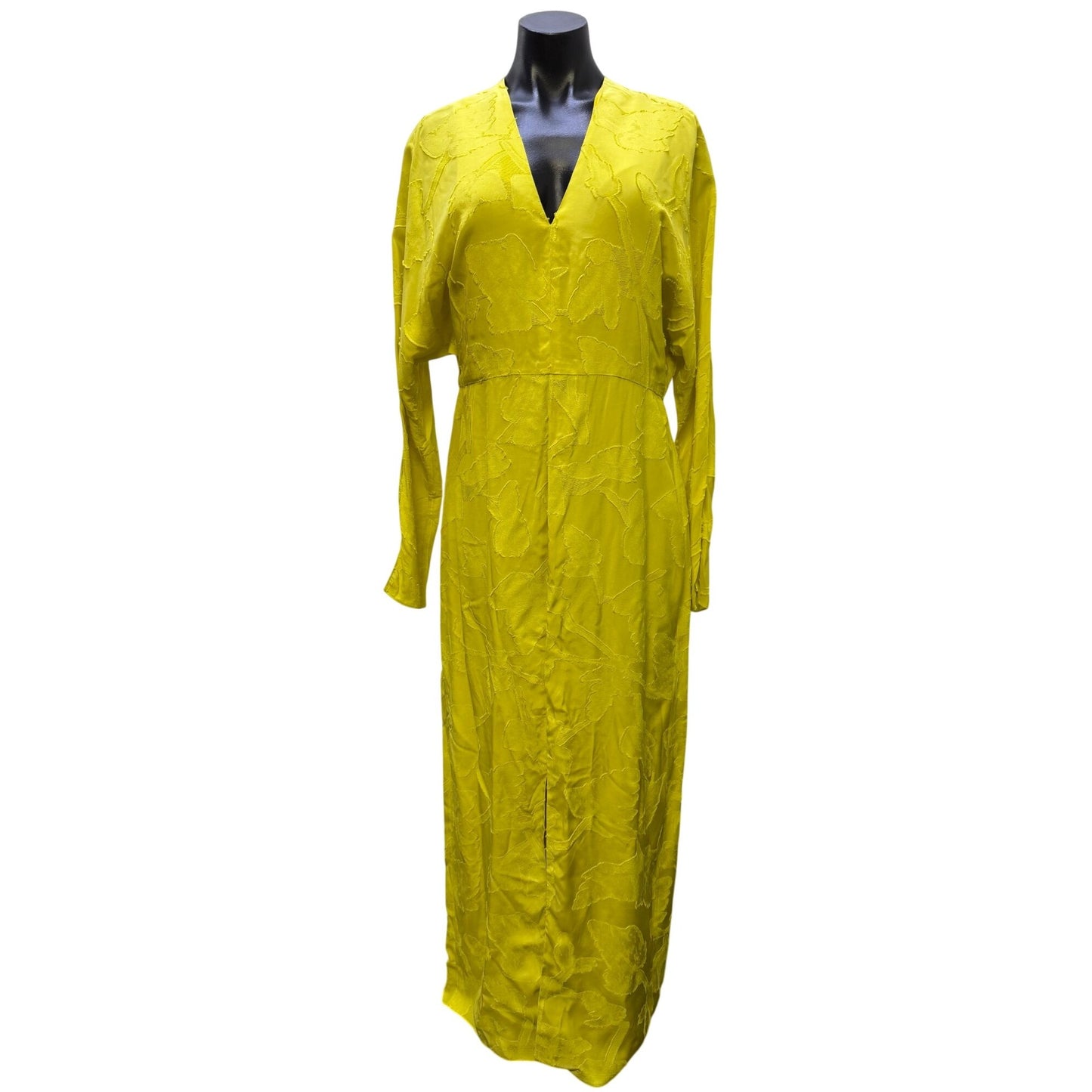 Alejandra Alonso Rojas Long Lime Textured Satin Dress 12