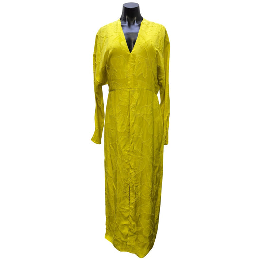 Alejandra Alonso Rojas Long Lime Textured Satin Dress 12