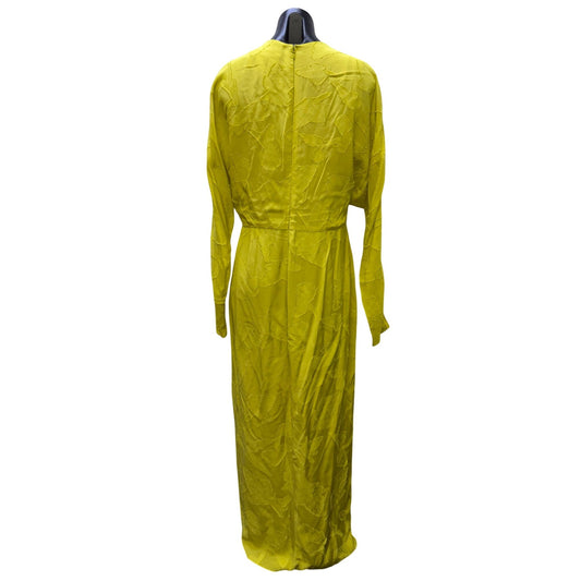 Alejandra Alonso Rojas Long Lime Textured Satin Dress 12