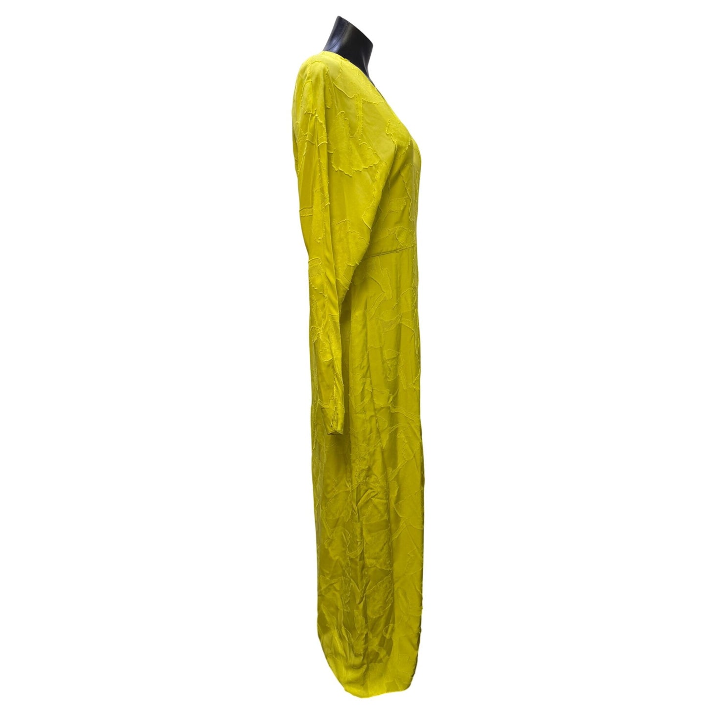 Alejandra Alonso Rojas Long Lime Textured Satin Dress 12