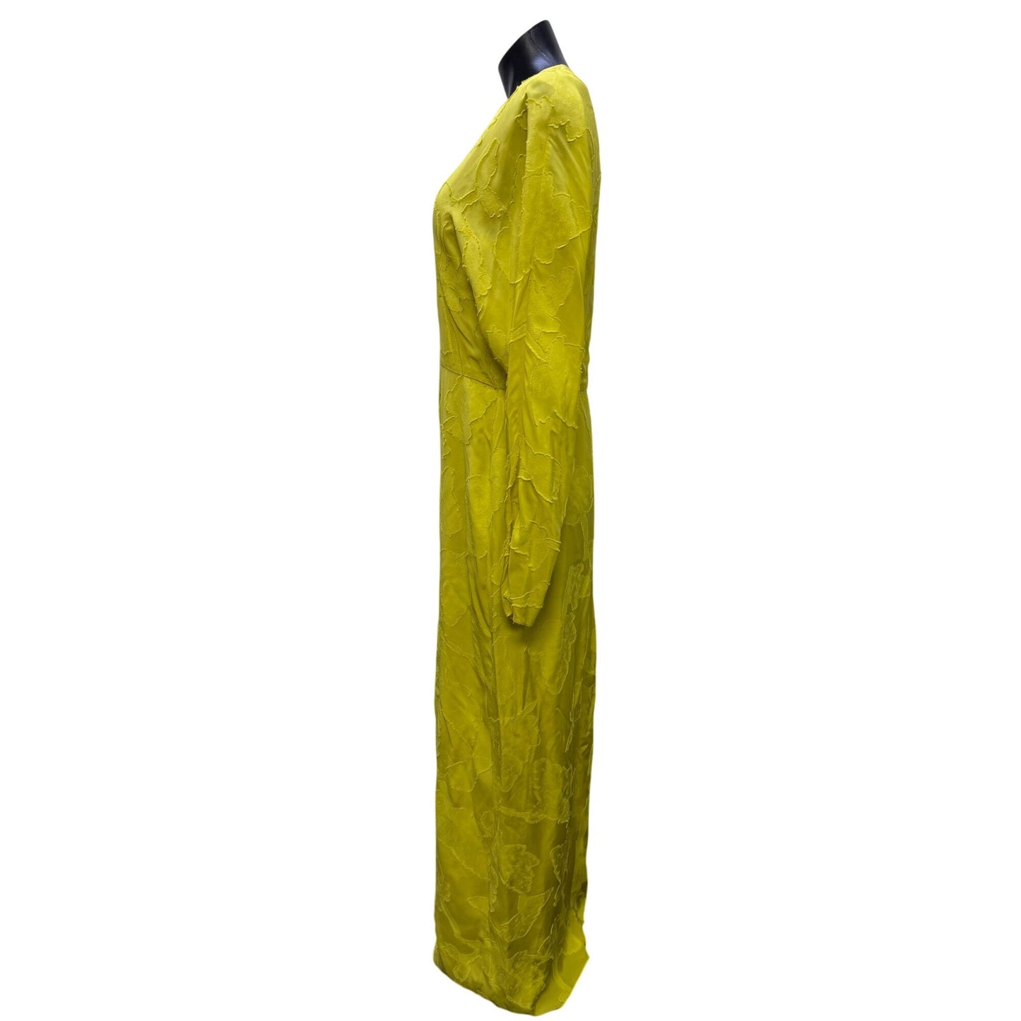 Alejandra Alonso Rojas Long Lime Textured Satin Dress 12