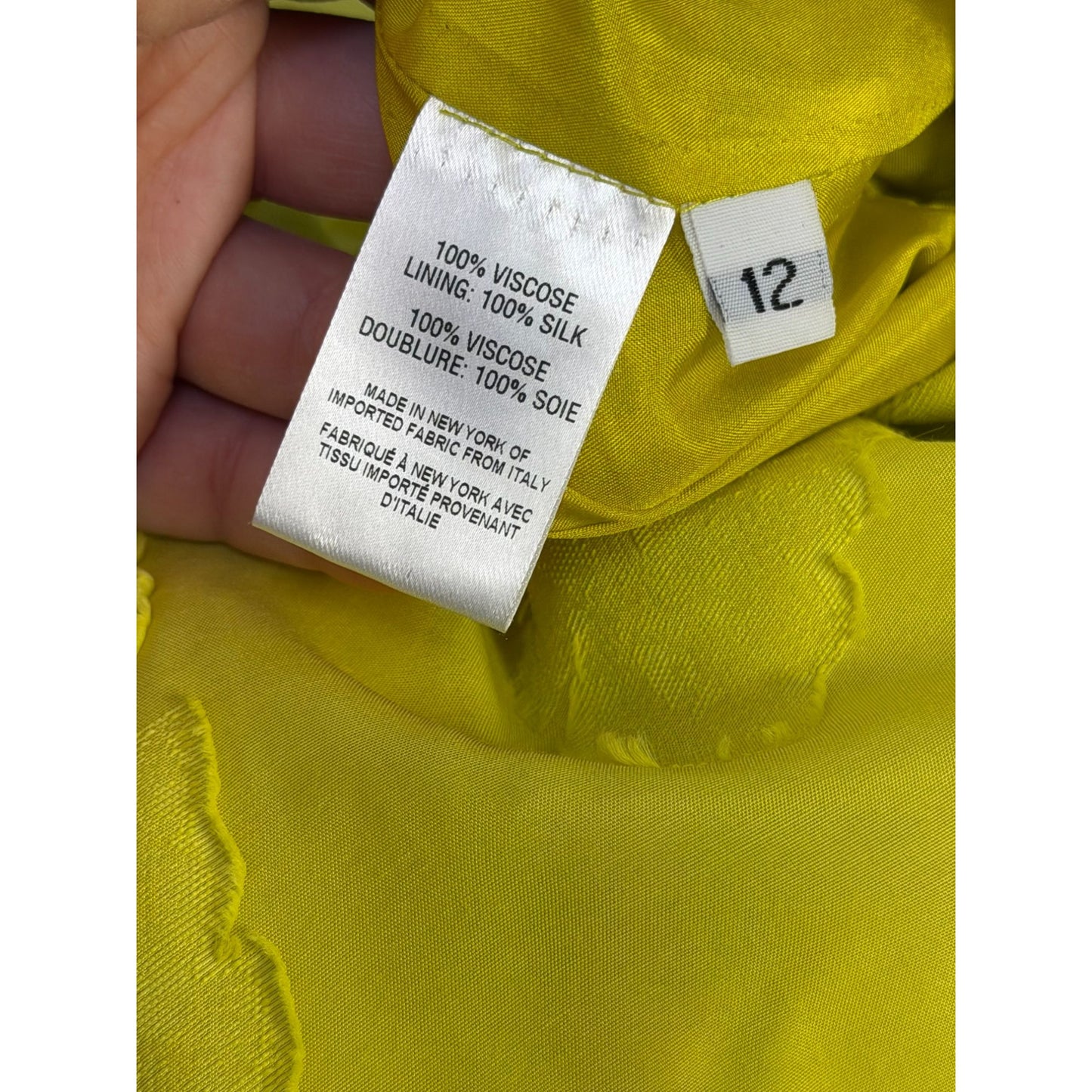 Alejandra Alonso Rojas Long Lime Textured Satin Dress 12