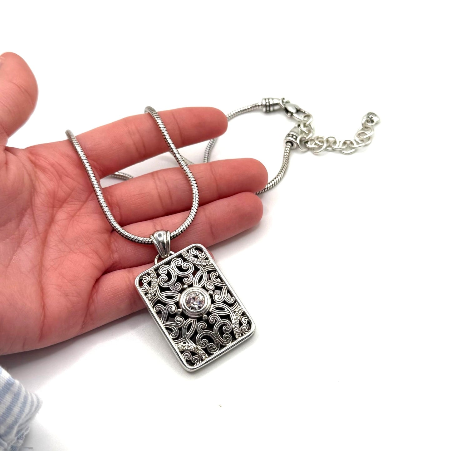 Brighton Serendipity Silver Necklace With Crystal Pendant