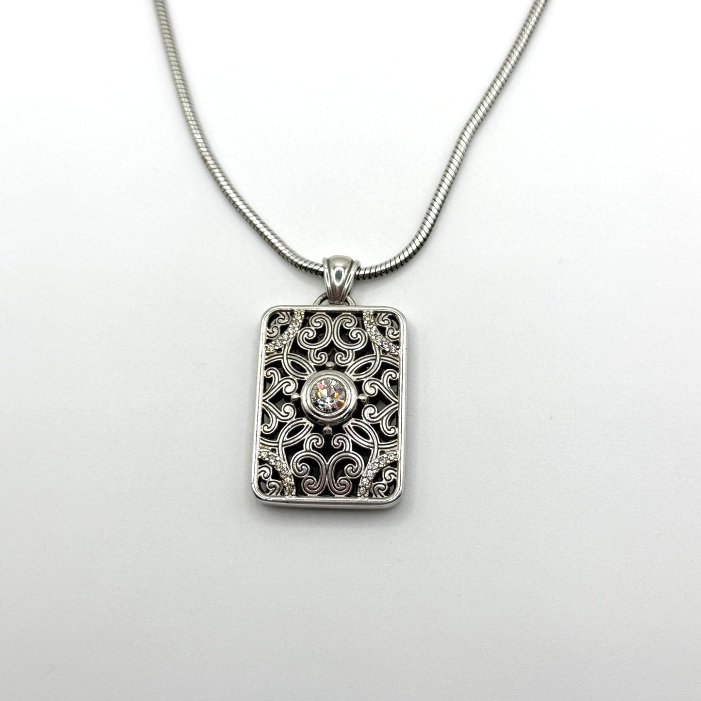 Brighton Serendipity Silver Necklace With Crystal Pendant
