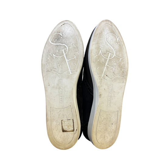 Sarah Flint Black Leather & Suede Brogue Loafers Size 8.5