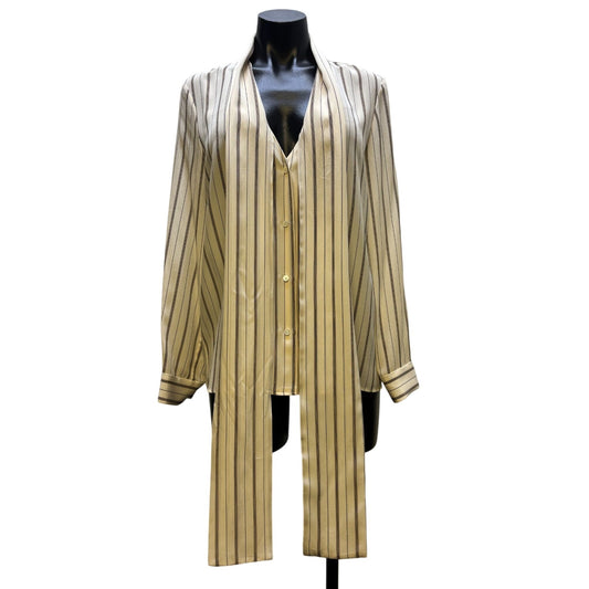 Nili Lotan Silk Striped Blouse Cream Multi S