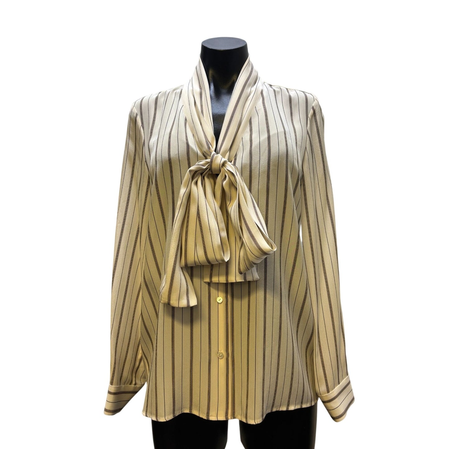Nili Lotan Silk Striped Blouse Cream Multi S
