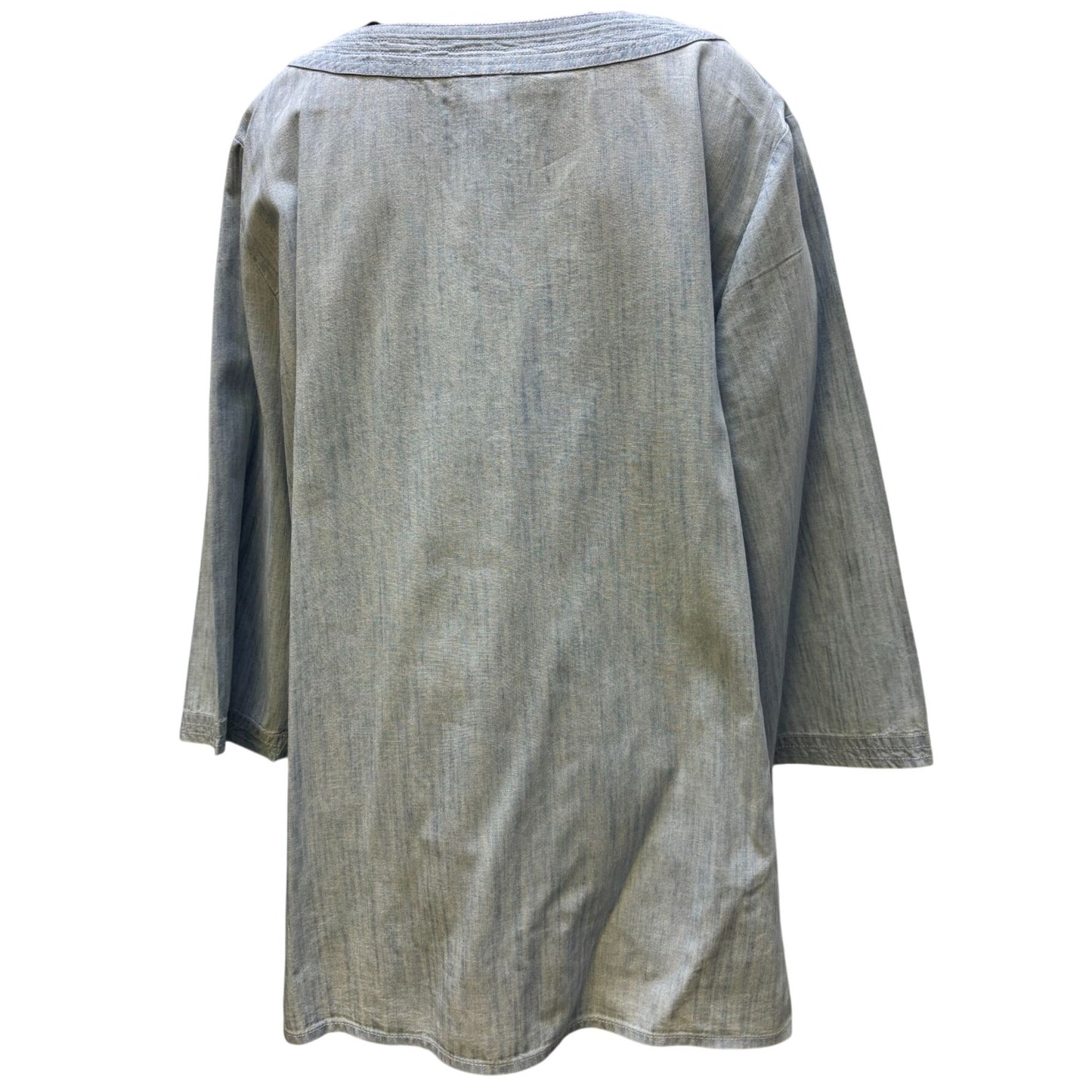 Chicos Blouse Chambray Denim-Look Blue 3/XL