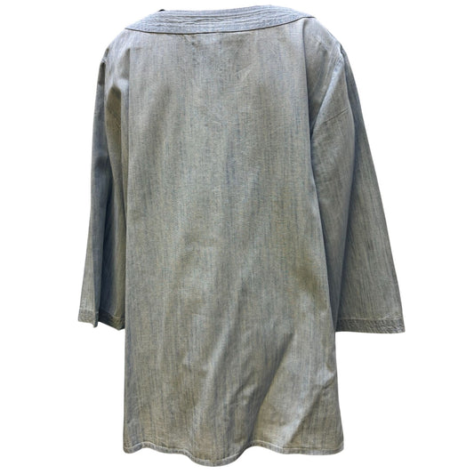 Chicos Blouse Chambray Denim-Look Blue 3/XL