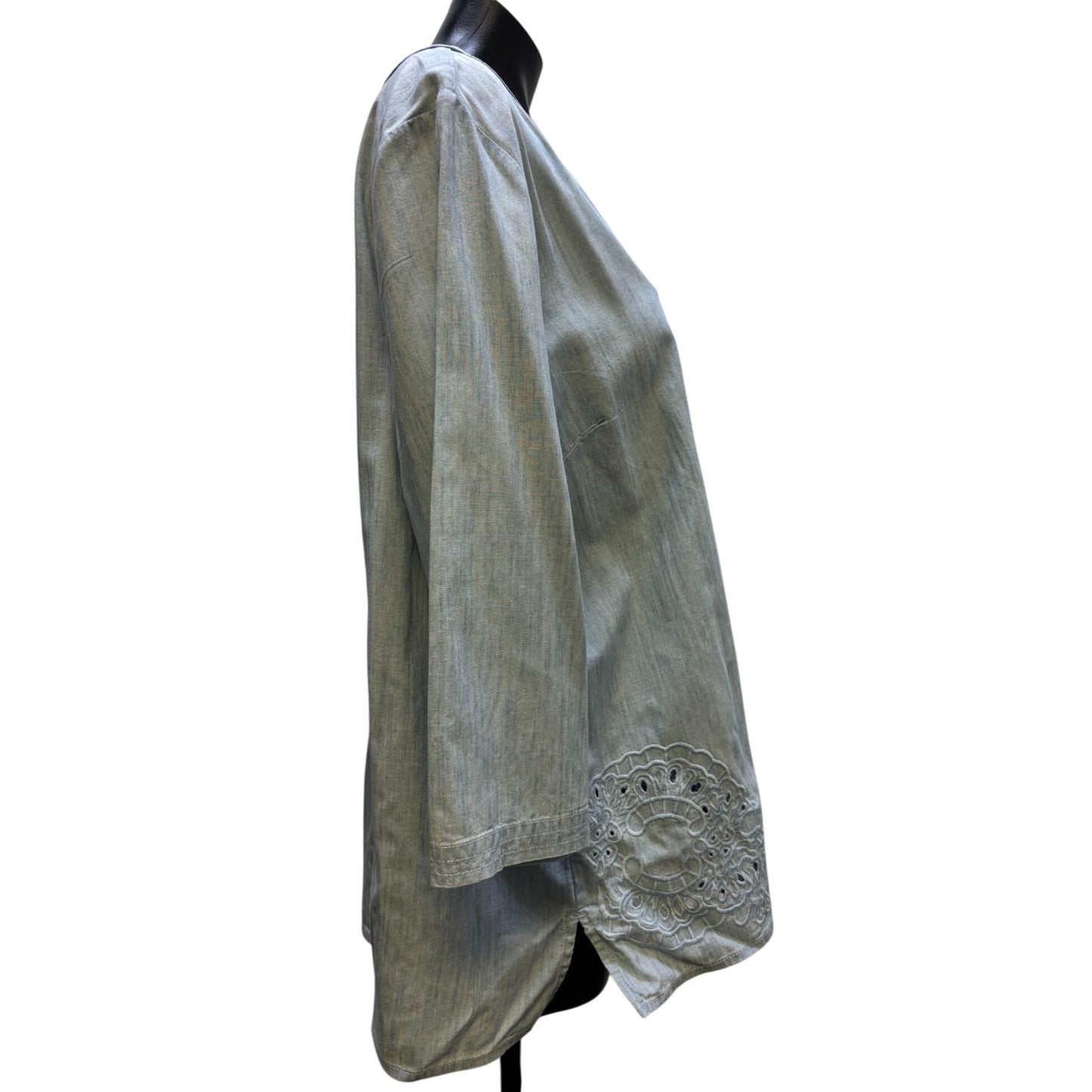 Chicos Blouse Chambray Denim-Look Blue 3/XL