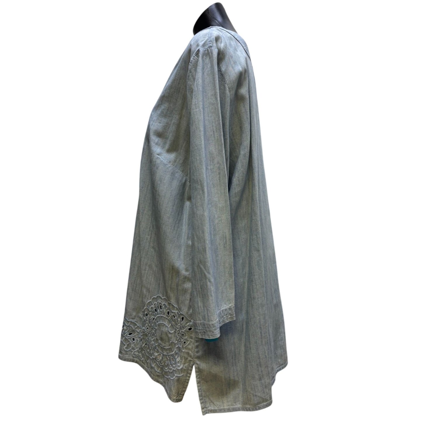 Chicos Blouse Chambray Denim-Look Blue 3/XL
