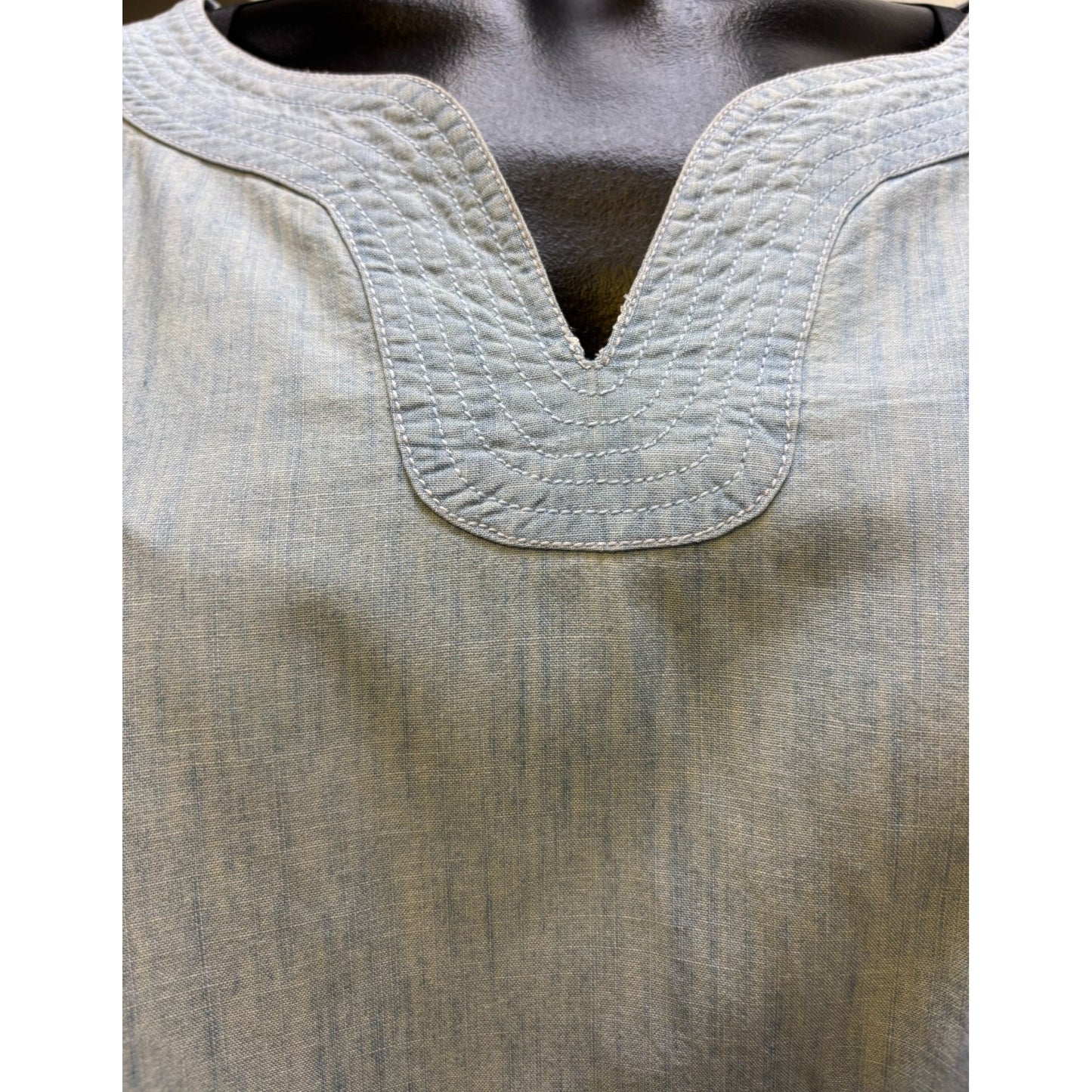 Chicos Blouse Chambray Denim-Look Blue 3/XL