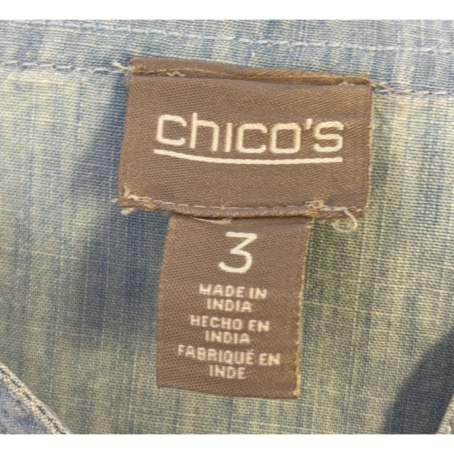 Chicos Blouse Chambray Denim-Look Blue 3/XL