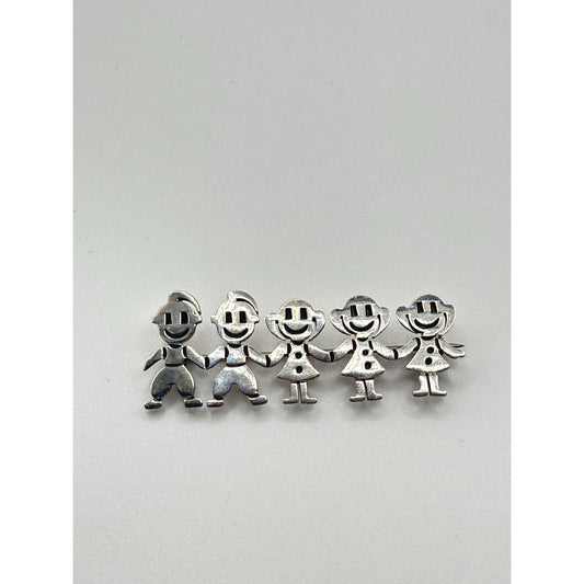 Sterling Silver Mexico 925 Family Brooch Pin