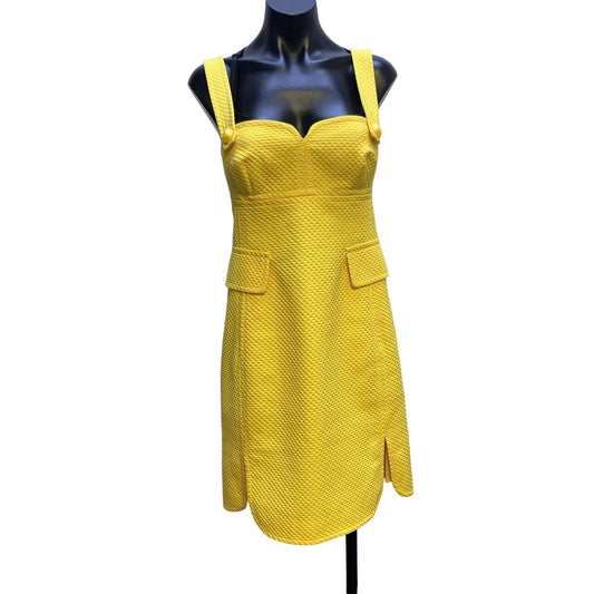 Trina Turk Yellow Textured Button Strap Sundress Size 4