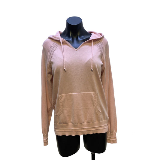 Athleta Women's Evergreen Hoodie Sweater Medium Blush Pink 50% Polyester & 50% Lyocell