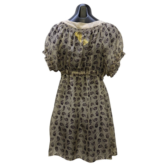 Love & Liberty Silk Floral Print Blouse Tan & Gray Size M