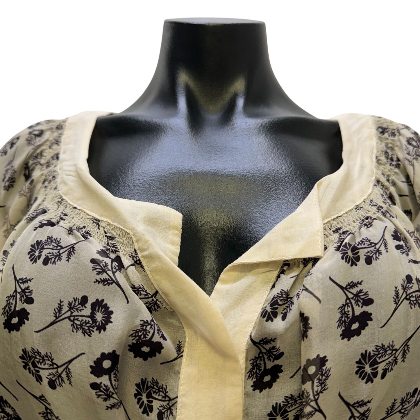 Love & Liberty Silk Floral Print Blouse Tan & Gray Size M