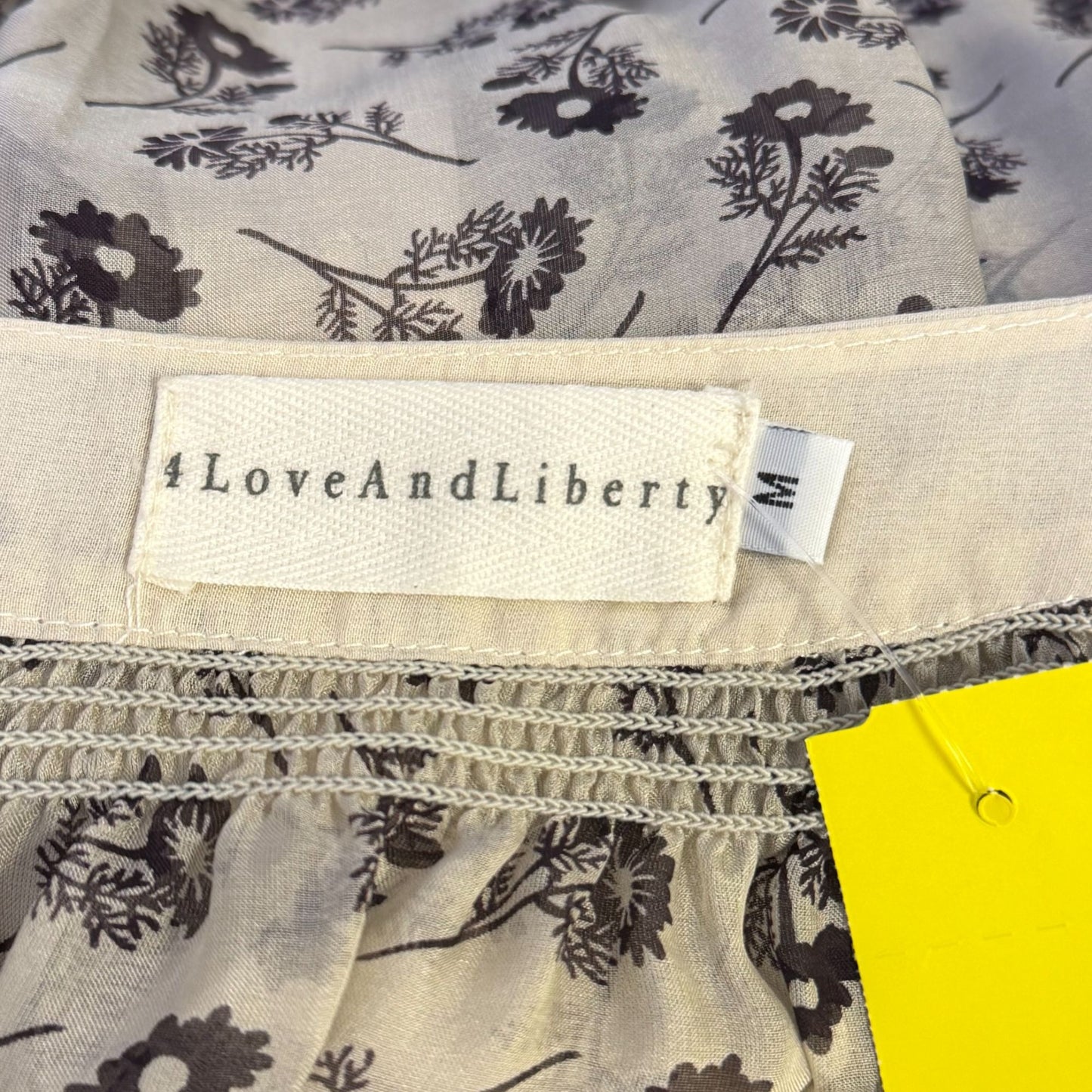 Love & Liberty Silk Floral Print Blouse Tan & Gray Size M