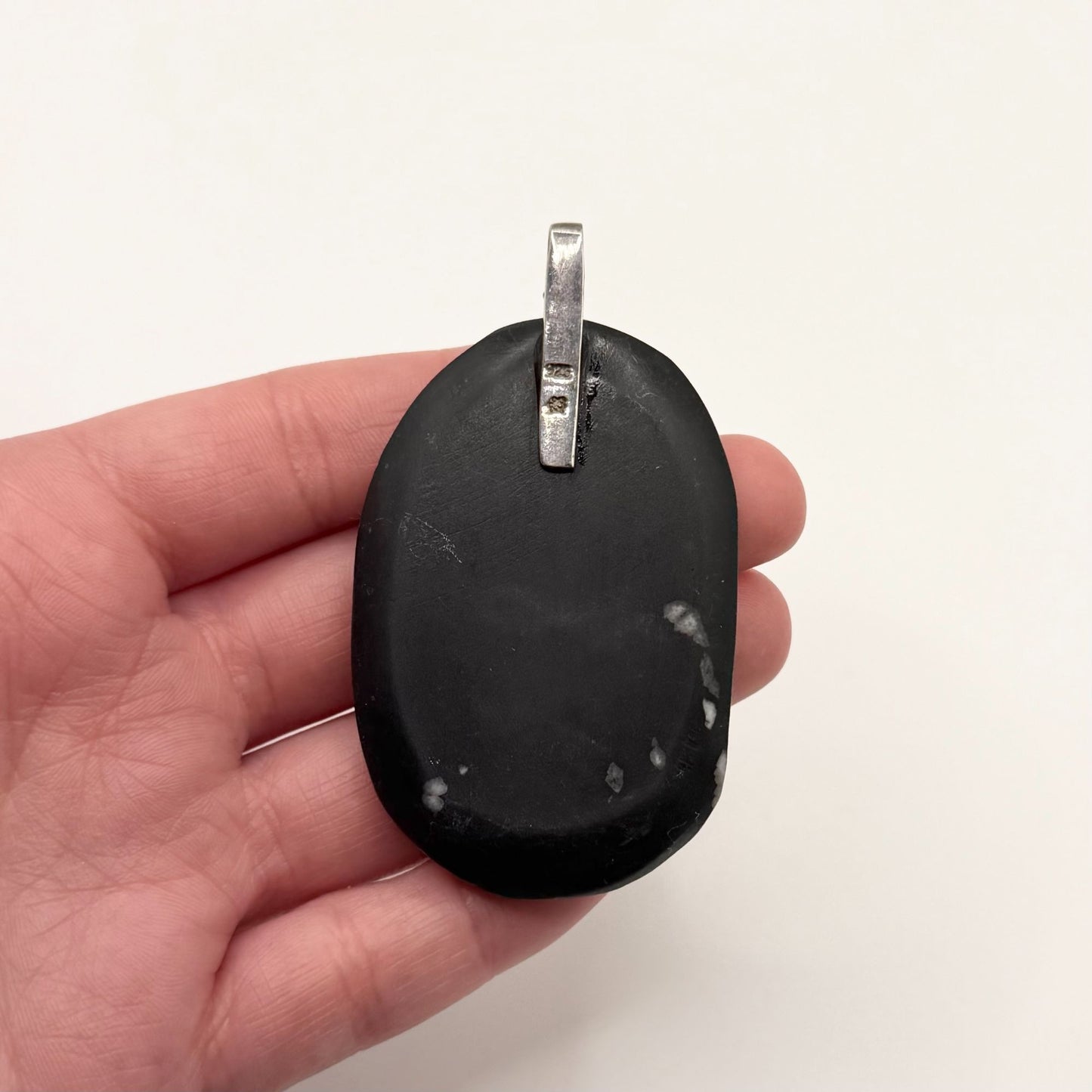 925 Silver Natural Chrysanthemum Fossil Gemstone Pendant