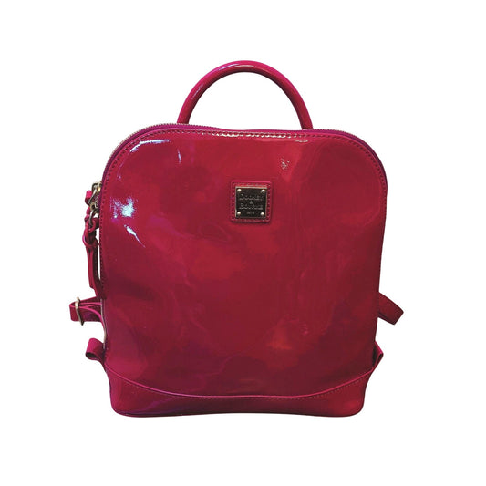 Dooney & Bourke Raspberry Leather Backpack  Adjustable Straps Zip Closure