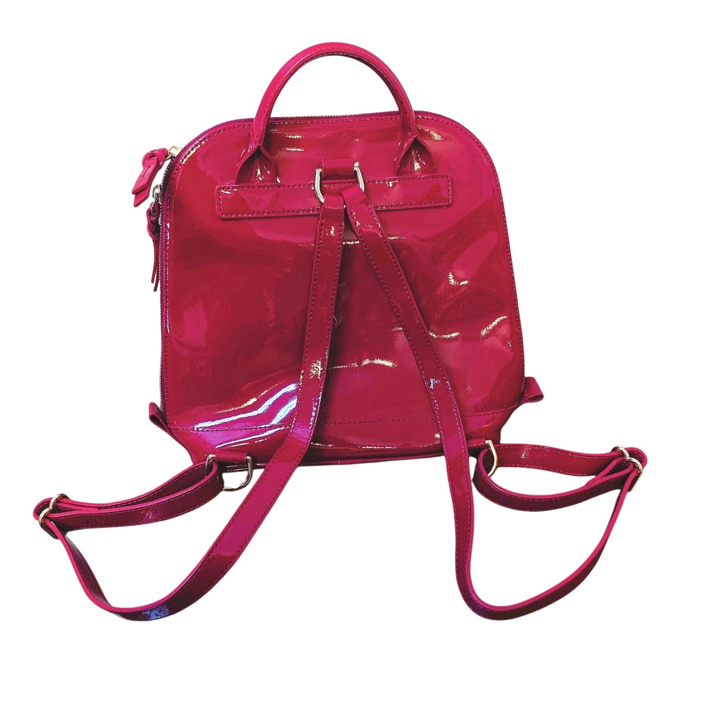 Dooney & Bourke Raspberry Leather Backpack  Adjustable Straps Zip Closure