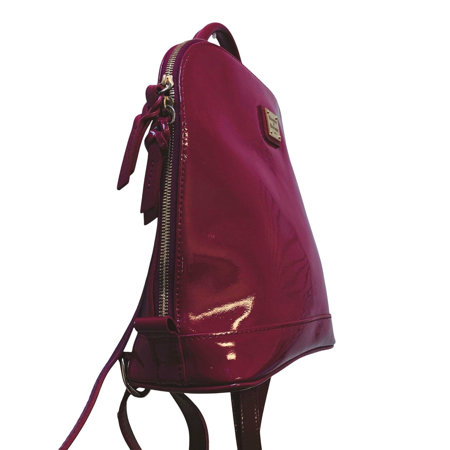 Dooney & Bourke Raspberry Leather Backpack  Adjustable Straps Zip Closure