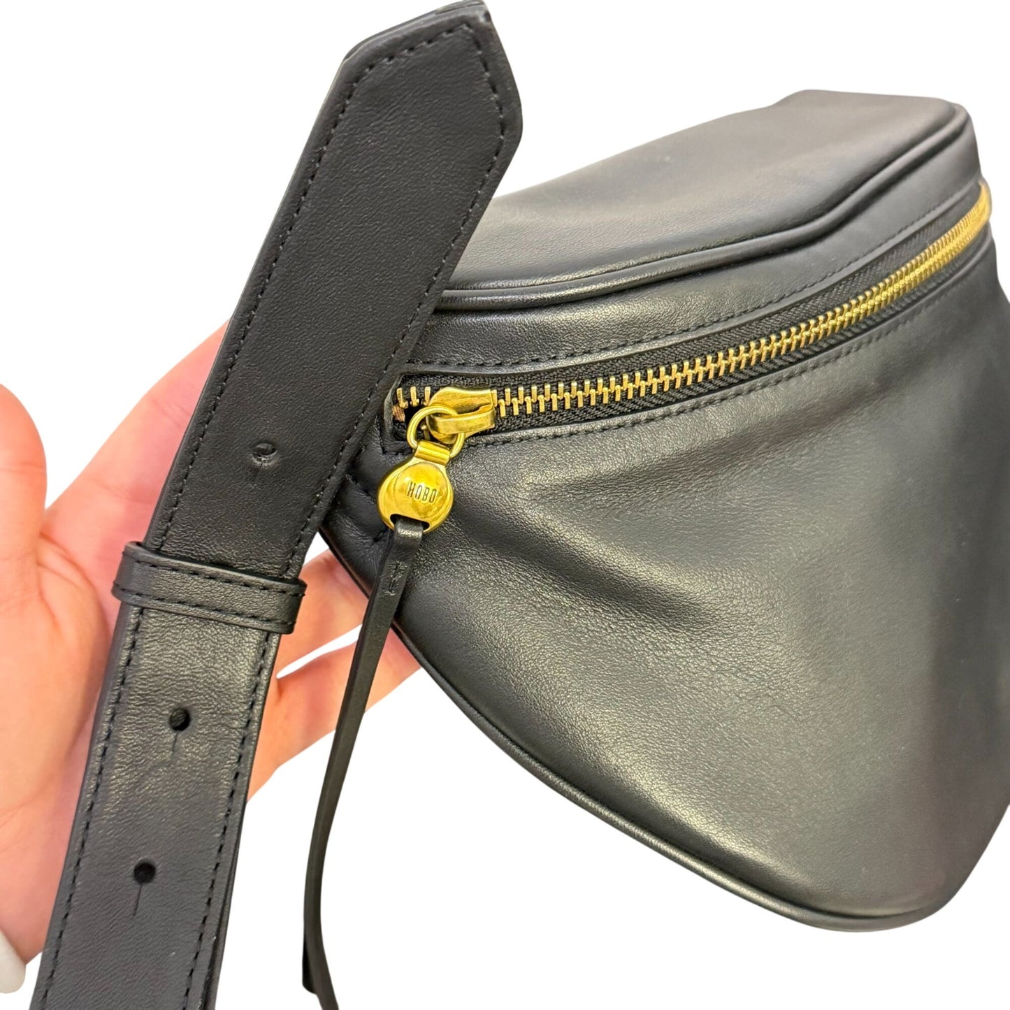 Hobo Black Leather Juno Crossbody Belt Bag With Adjustable Strap