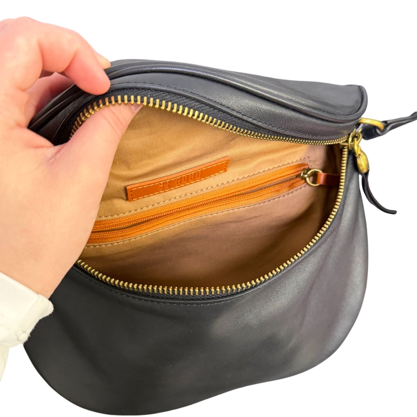 Hobo Black Leather Juno Crossbody Belt Bag With Adjustable Strap